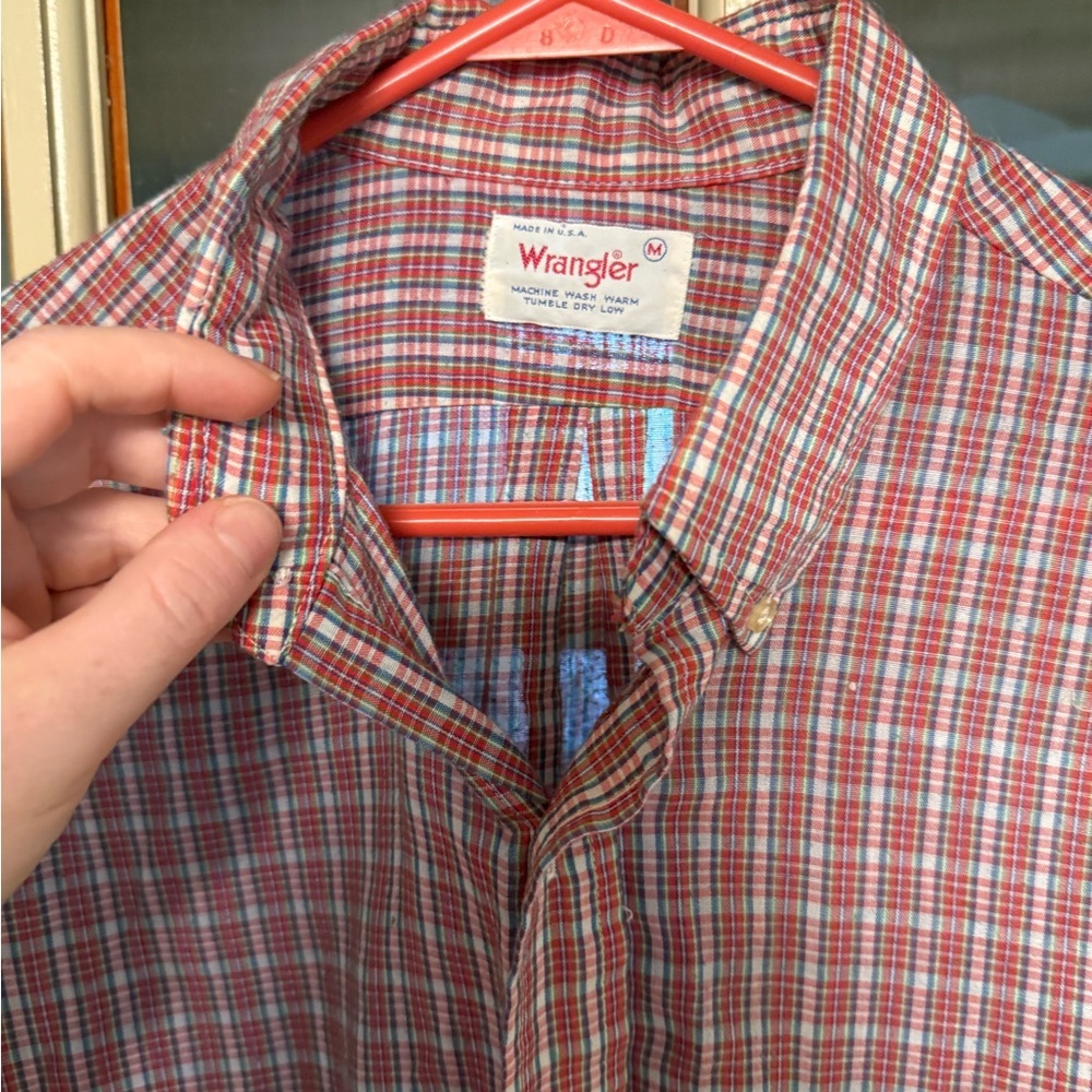 Vintage 70s/80s Wrangler Plaid Button-Down – Made in USA - Picture 4 of 8